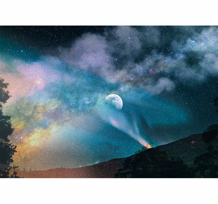 Fotomural espacio nebulosa de luz de luna celestial - TenVinilo