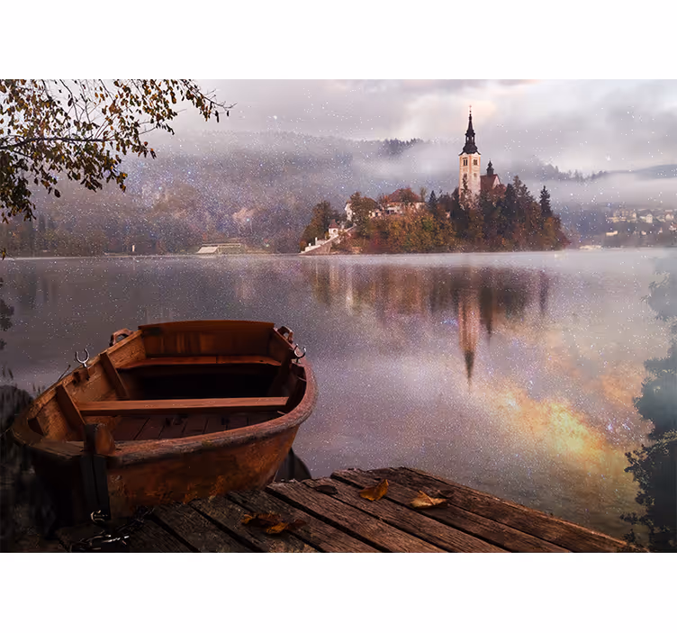 Papel pintado paisaje vista de lago tranquilo - TenVinilo