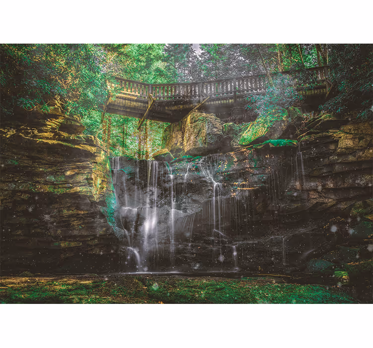 Papel pintado paisaje vista de cascada escénica - TenVinilo