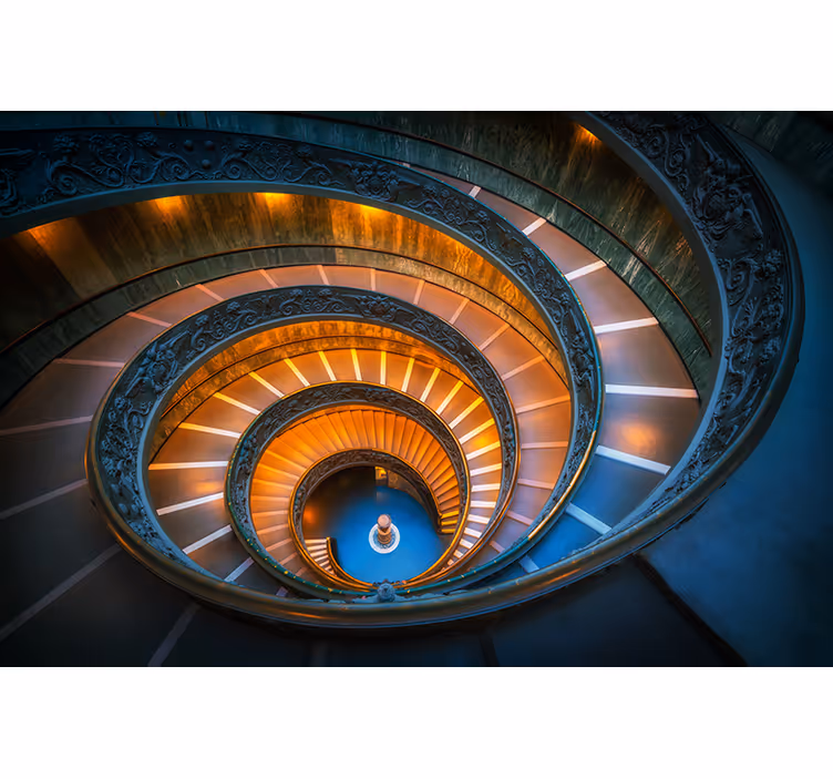 Papel pintado paisaje iluminación de escalera espiral - TenVinilo