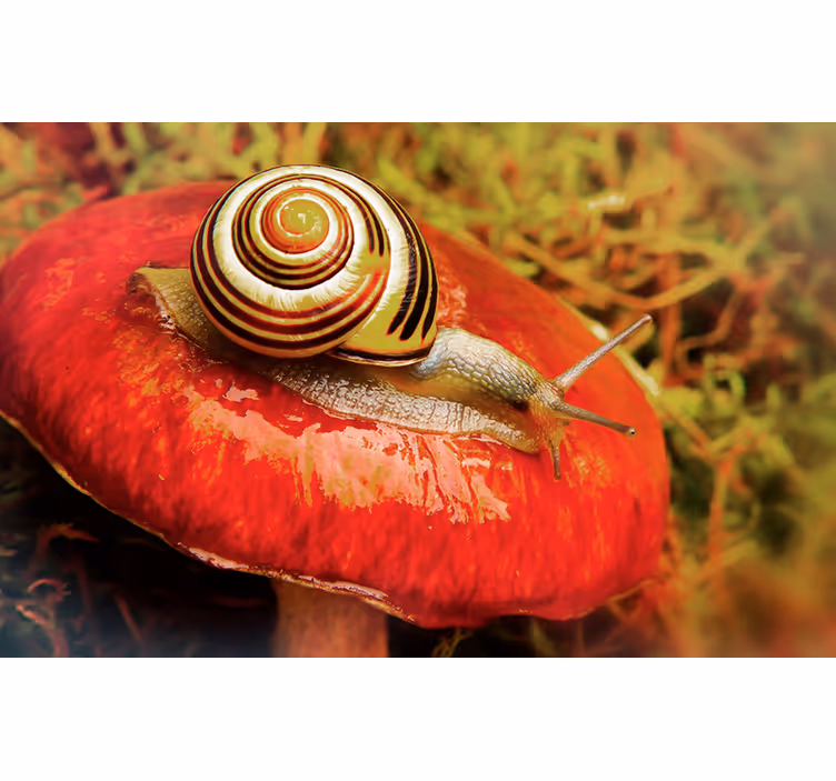 Fotomural animal caracol sobre hongo - TenVinilo