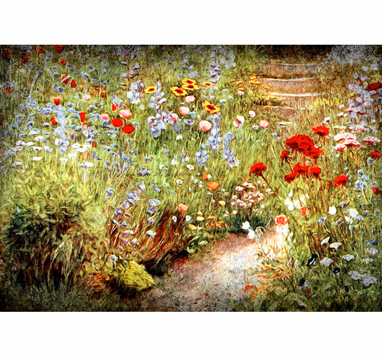 Mural de pared flores escena de sendero floral - TenVinilo