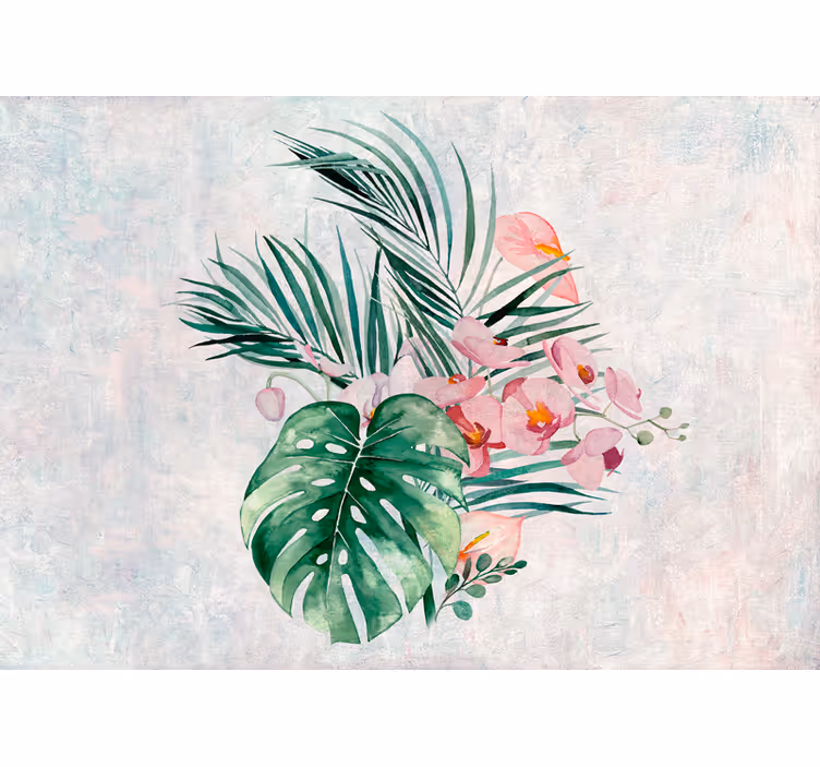 Mural de pared flores arreglo floral tropical - TenVinilo