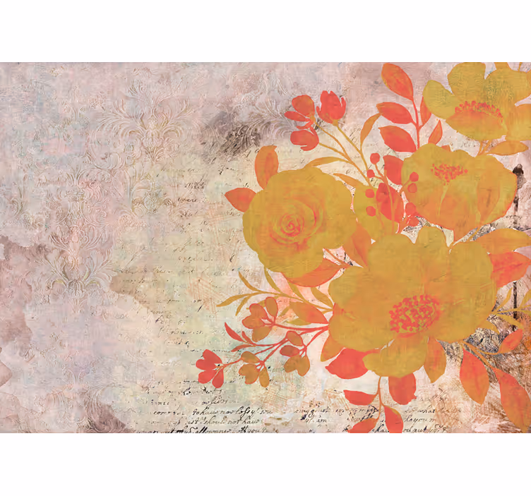 Mural de pared flores composición floral amarilla - TenVinilo