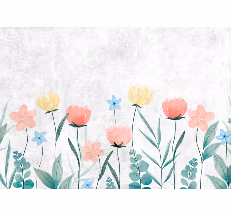 Mural de pared flores campo de flores en flor - TenVinilo
