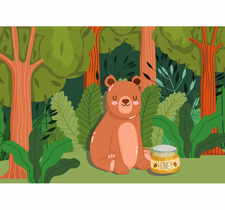 Mural de pared infantil arte de oso adorable - TenVinilo