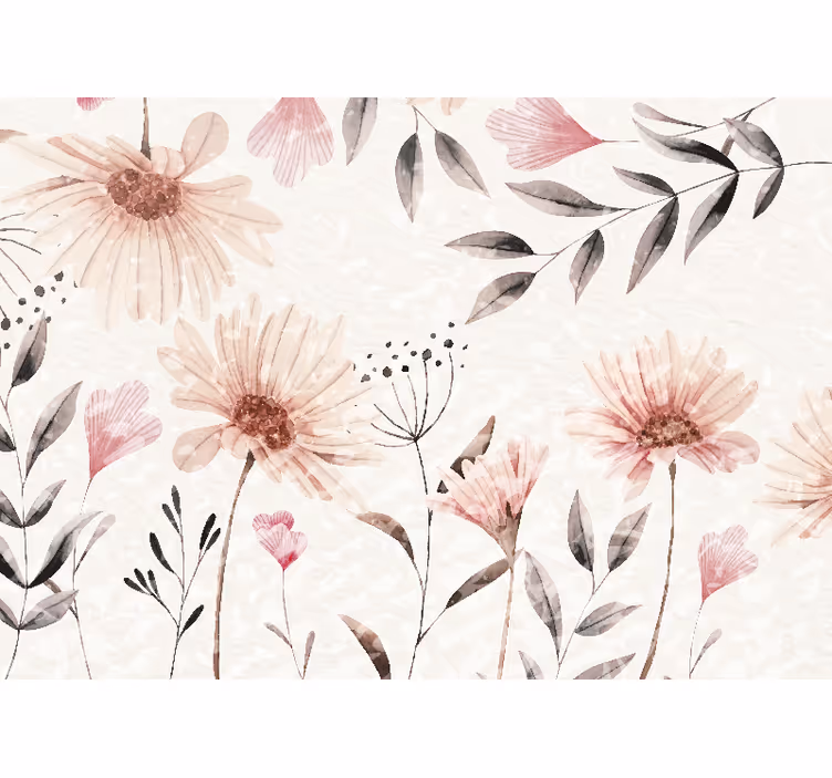 Mural de pared flores diseño rosa floral - TenVinilo