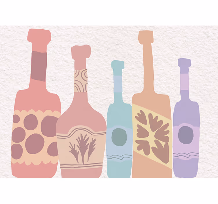 Fotomural arte colección de botellas estilizadas - TenVinilo