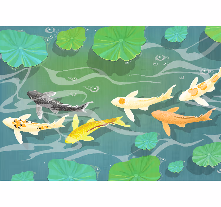 Fotomural animales estanque de peces koi - TenVinilo