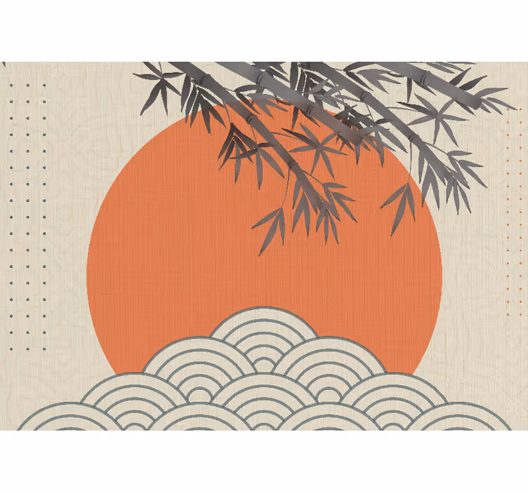 Fotomural zen bambú y sol naranja - TenVinilo