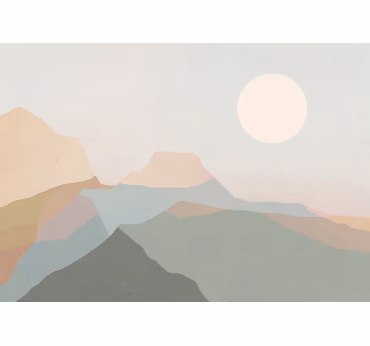 Papel pintado paisaje vista de montaña al anochecer - TenVinilo