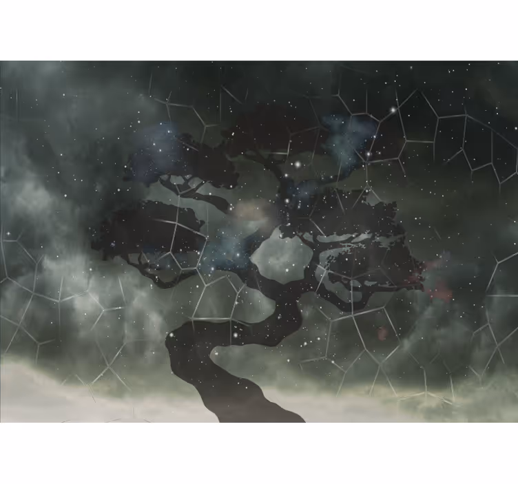 Fotomural espacio silueta de Árbol celestial - TenVinilo