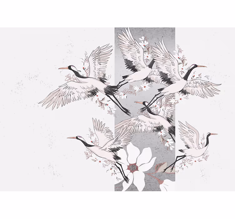 Fotomural animales grullas elegantes en vuelo - TenVinilo