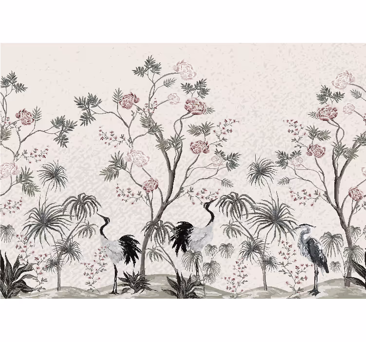 Fotomural animales escena de grúas elegantes - TenVinilo