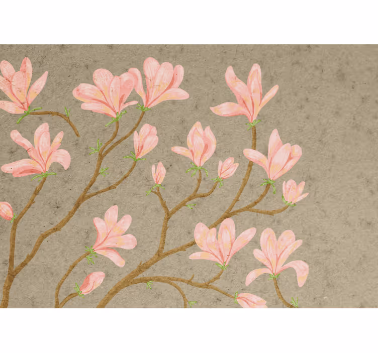 Mural de pared flores magnolias rosadas - TenVinilo