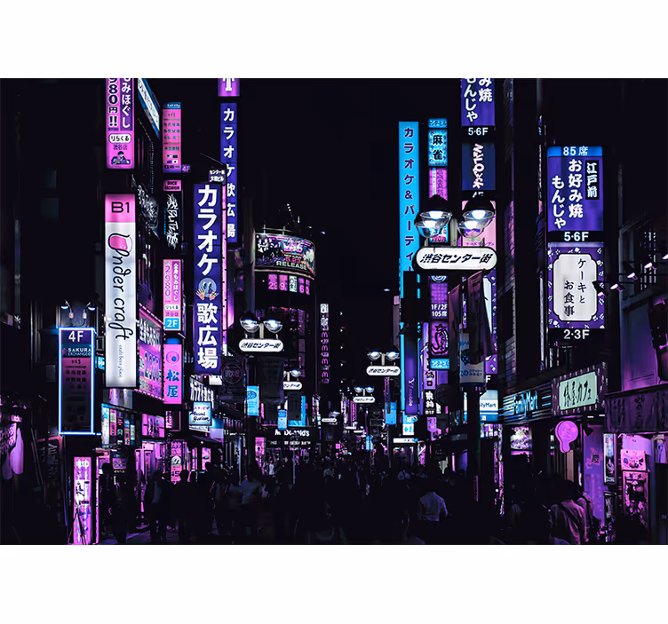 Fotomural ciudad neon calles de tokio - TenVinilo