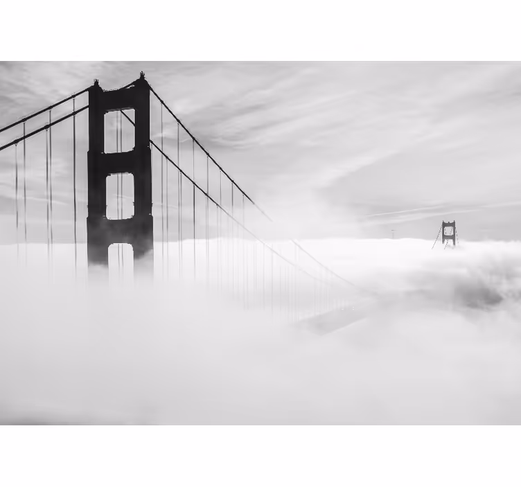 Papel pintado 3D puente en un día brumoso - TenVinilo