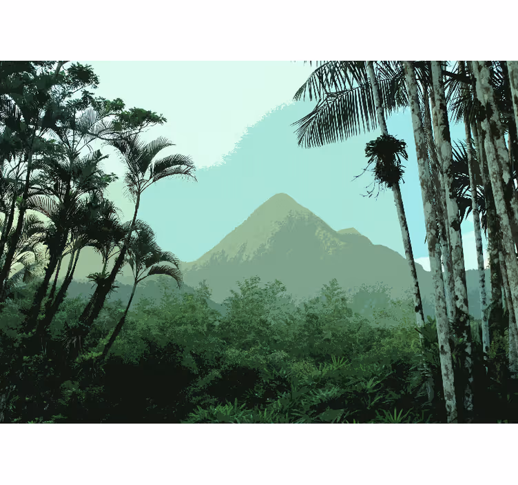 Fotomural bosque vista de la selva montañosa - TenVinilo