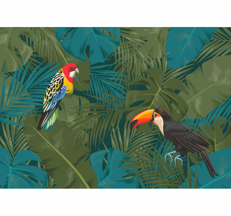 Fotomural animales loro tropical en exhibición - TenVinilo