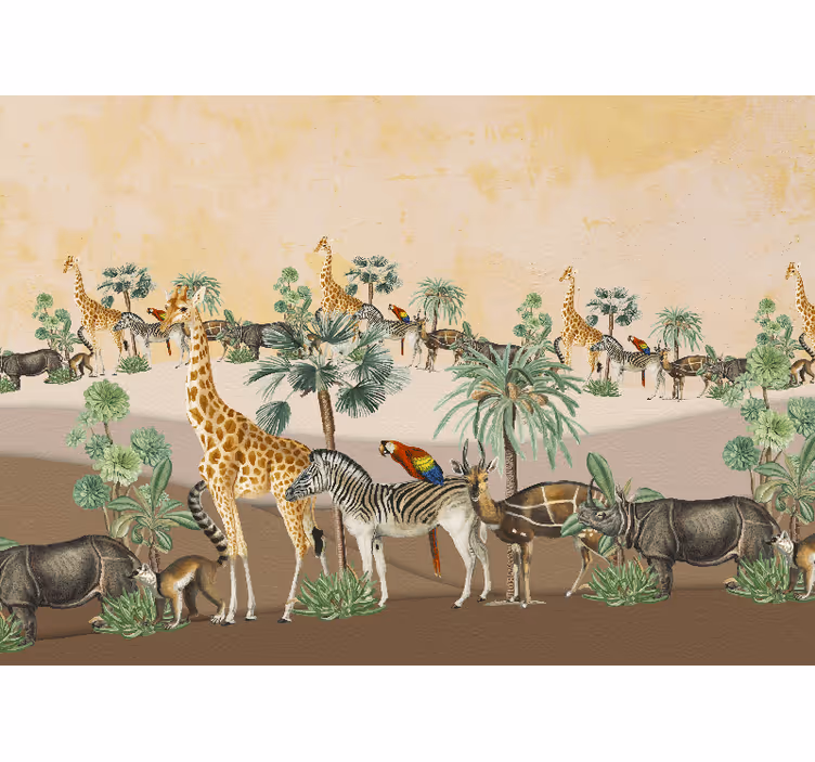 Fotomural africano escena de vida salvaje en safari - TenVinilo