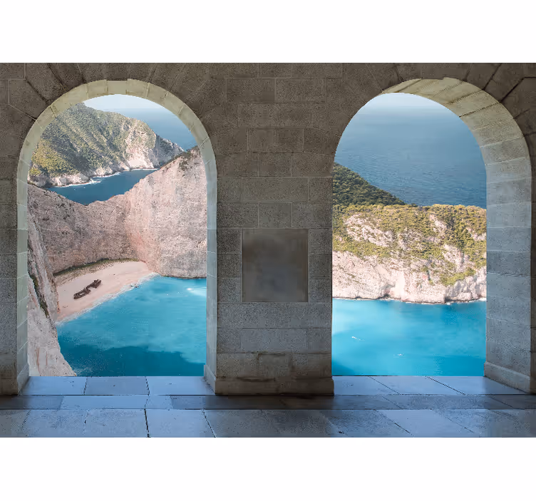 Papel pintado paisaje vista arco costero - TenVinilo