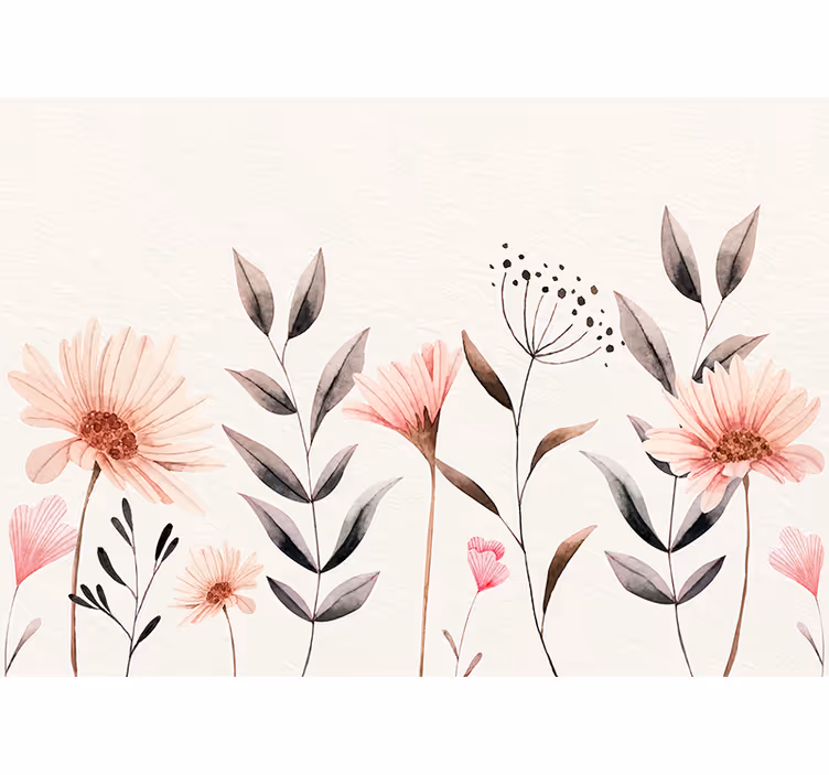 Mural de pared flores delicado arreglo beige - TenVinilo