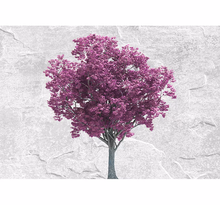 Mural de pared flores flores de árbol púrpura - TenVinilo