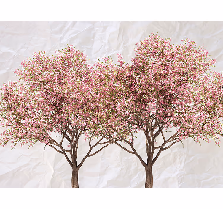 Mural de pared flores árboles rosados en flor - TenVinilo