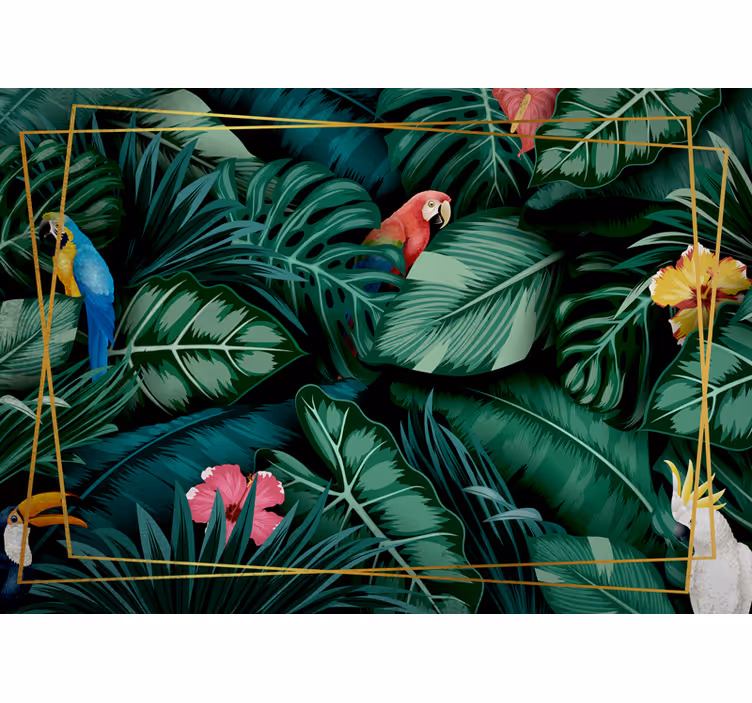 Fotomural selva hábitat de loros tropicales - TenVinilo