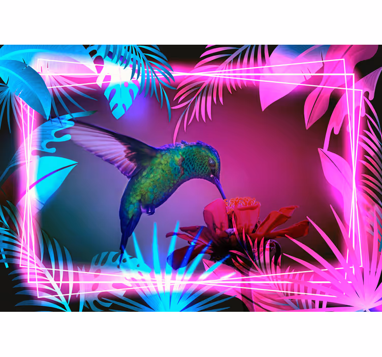 Fotomural animales colibrí y flores - TenVinilo