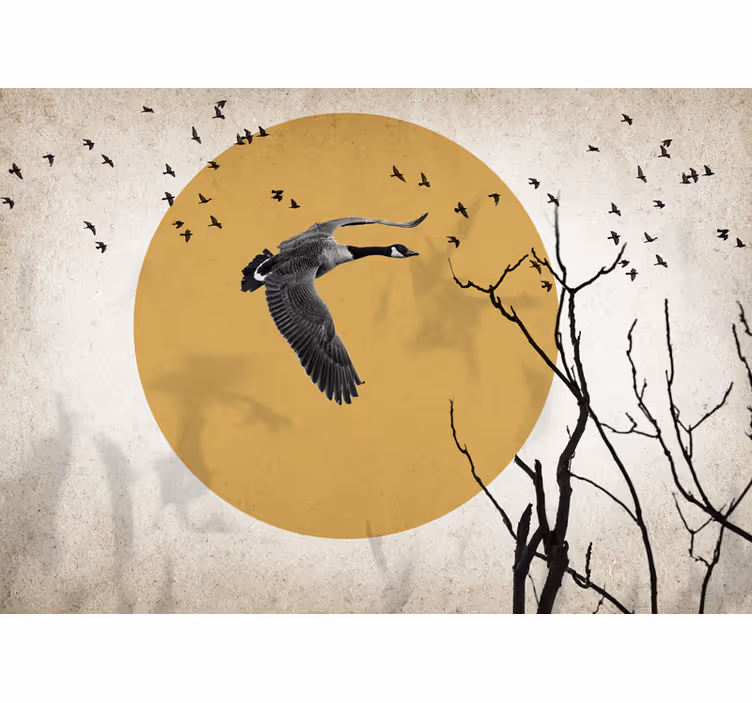 Fotomural animales silueta de ganso volador - TenVinilo
