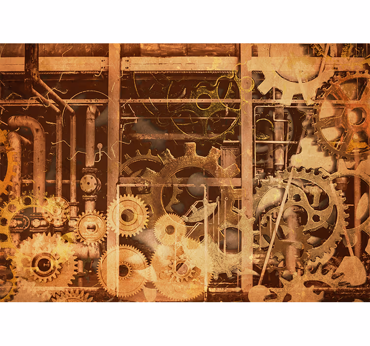 Fotomural texturas mecanismo de engranajes industriales - TenVinilo