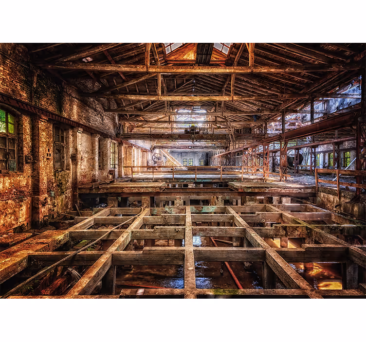 Fotomural ciudad espacio industrial abandonado - TenVinilo