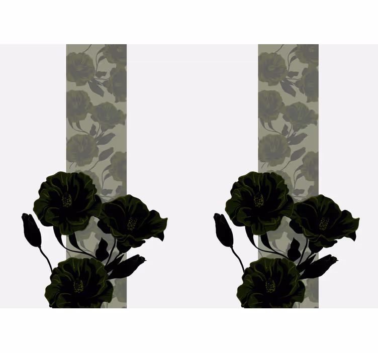 Mural de pared flores elegantes flores negras - TenVinilo