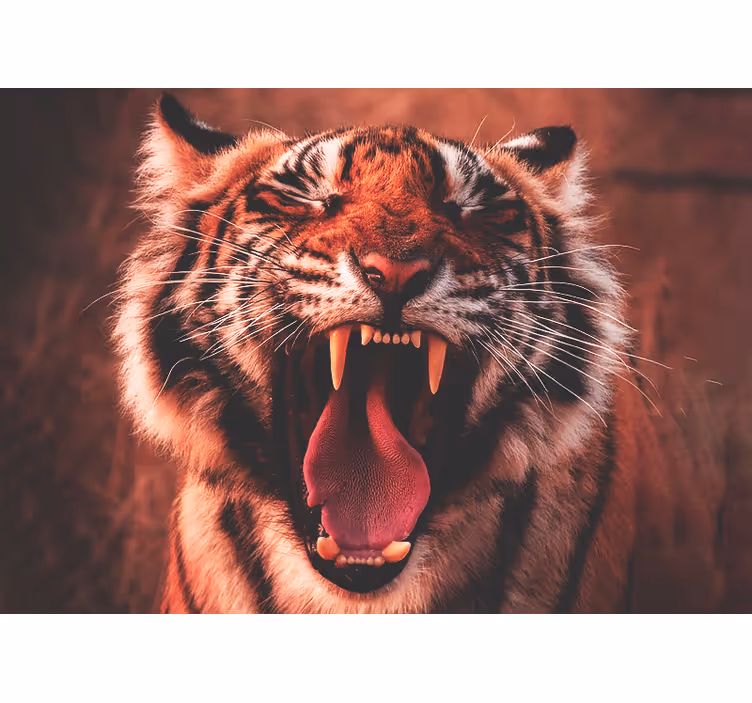 Fotomural animal rugido del tigre majestuoso - TenVinilo