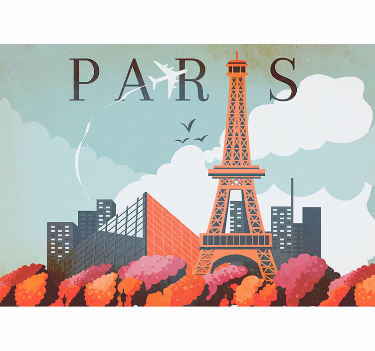 Fotomural parís paisaje de la torre eiffel - TenVinilo