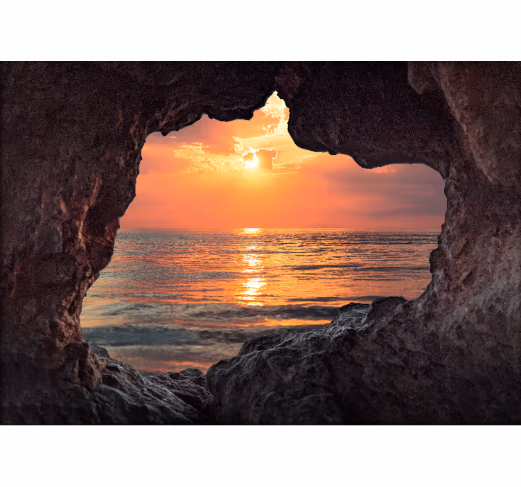 Papel pintado paisaje vista de atardecer en el mar - TenVinilo