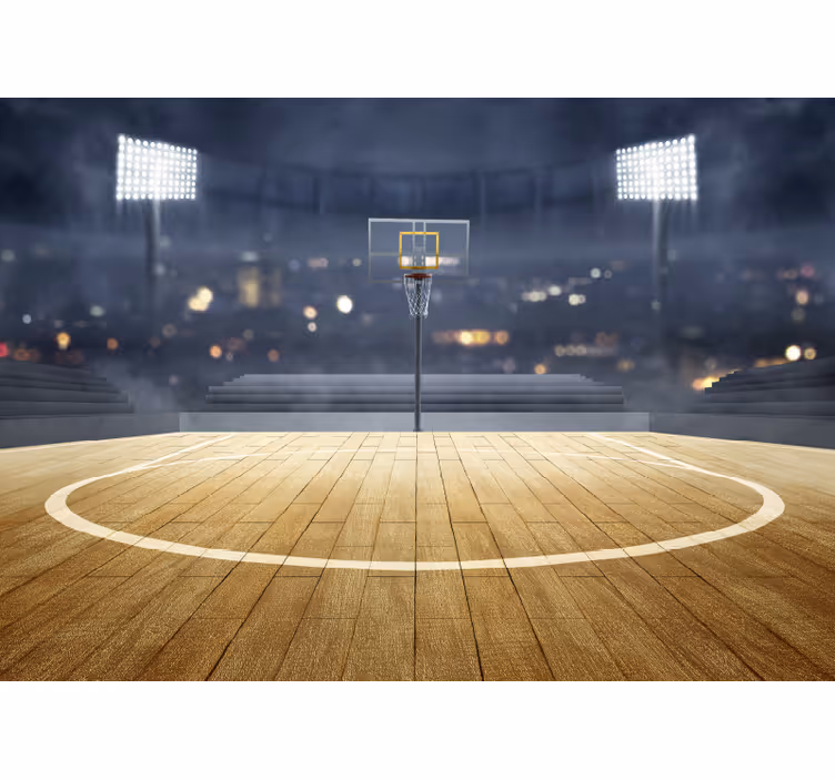 Fotomural 3D cancha de baloncesto - TenVinilo