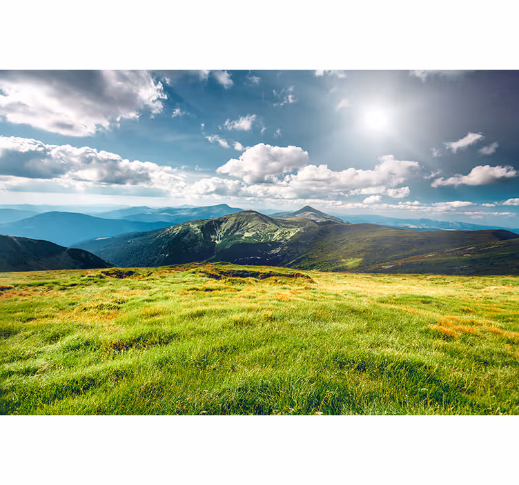 Fotomural naturaleza pradera y montañas - TenVinilo