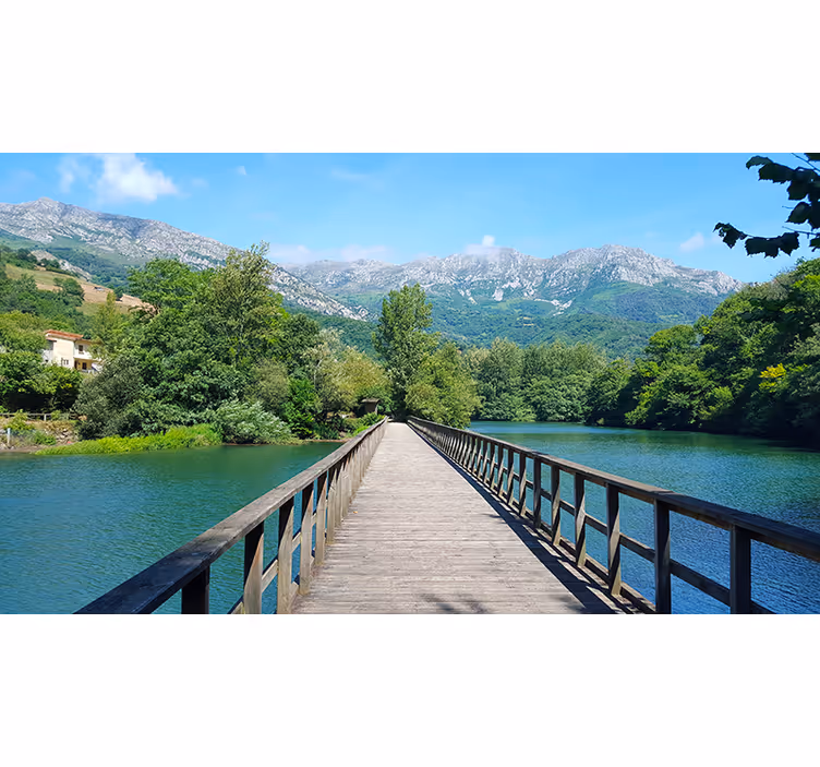 Fotomural lago puente sobre lago en Asturias - TenVinilo