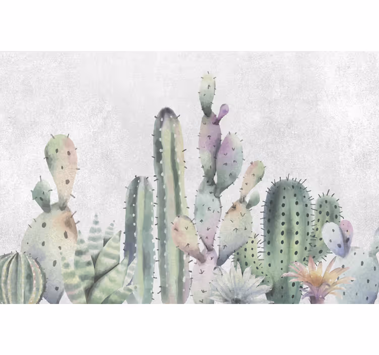 Fotomural desierto pared de cactus - TenVinilo