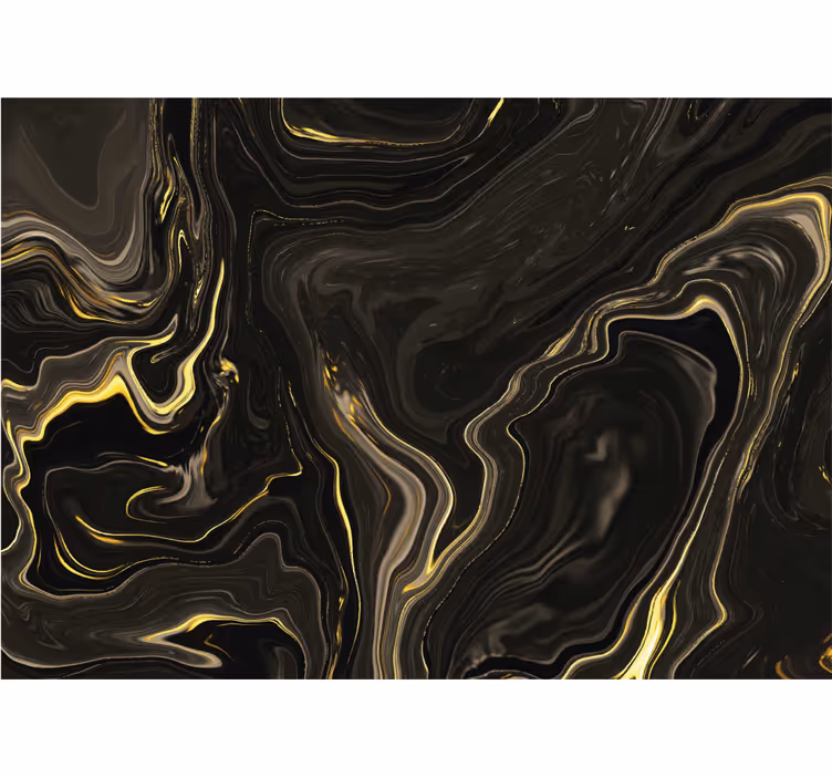 Fotomural baño mármol negro y simulación dorado - TenVinilo