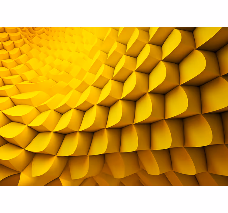 Fotomural amarillo 3D geometría futurista - TenVinilo