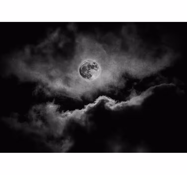 Fotomural dormitorio luna y nubes - TenVinilo
