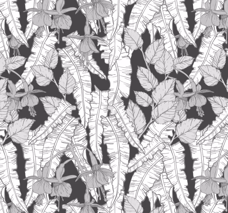 Papel pintado oficina diseño de selva gris - TenVinilo