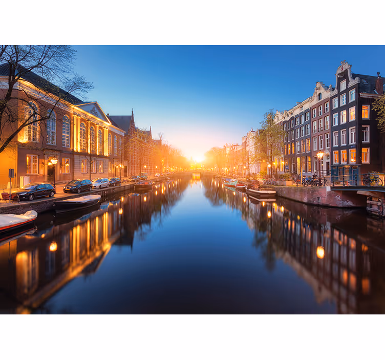 Fotomural de Ámsterdam atardecer del canal de amsterdam - TenVinilo
