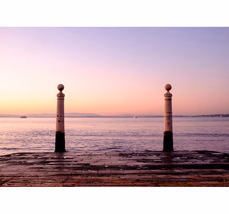 Papel pintado paisaje vista del muelle al atardecer - TenVinilo
