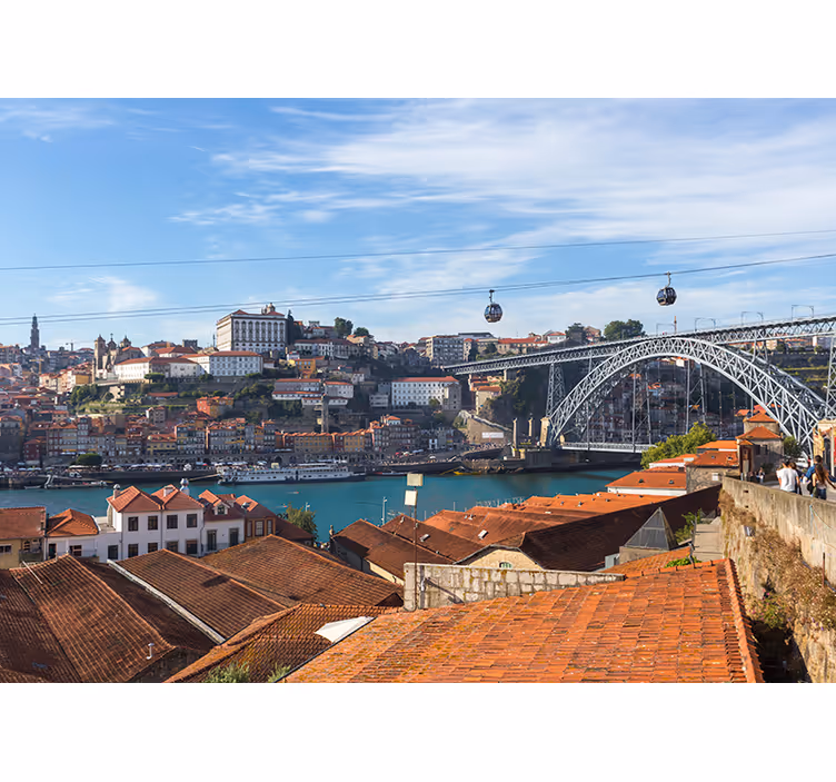 Fotomural ciudad vista a la orilla del río porto - TenVinilo