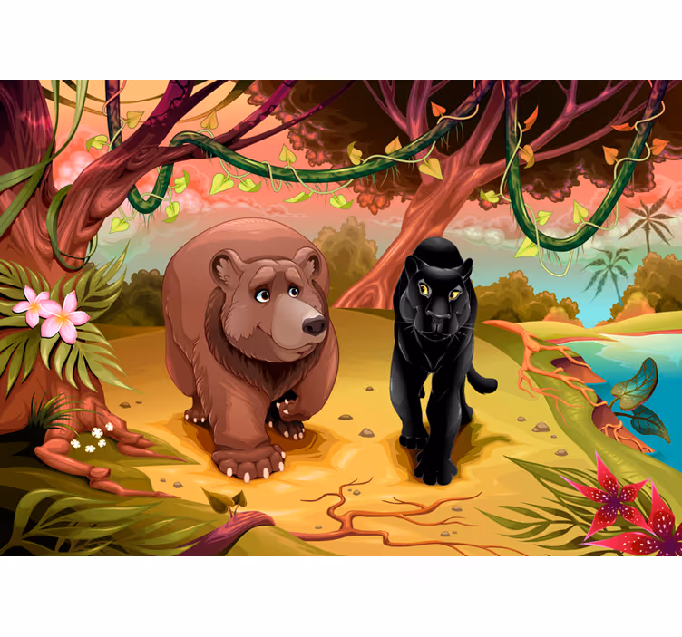 Mural de pared infantil vida silvestre encantada - TenVinilo