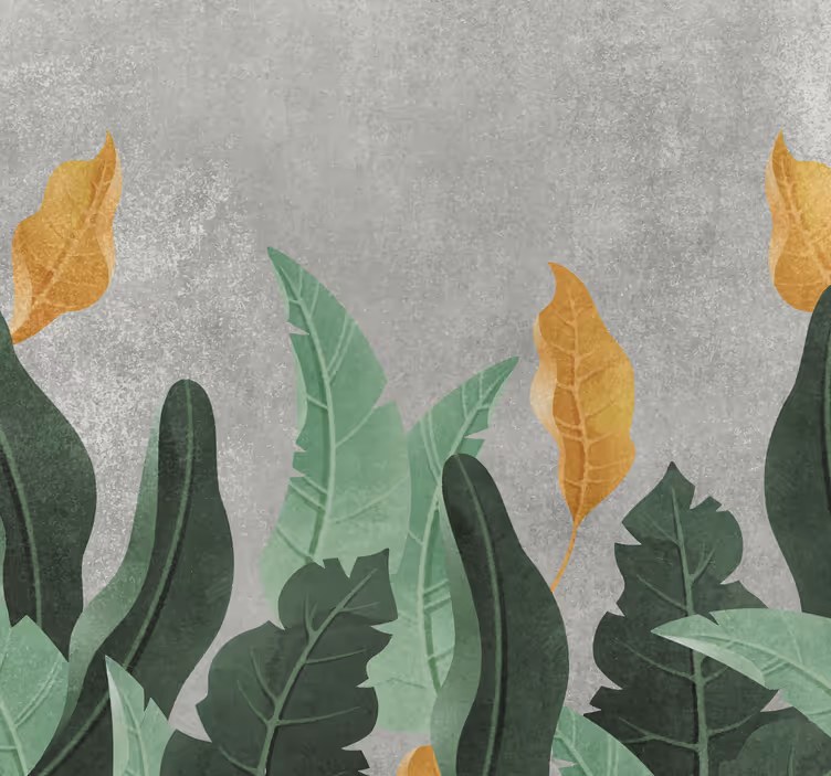 Papel pintado salón las plantas en el concreto - TenVinilo